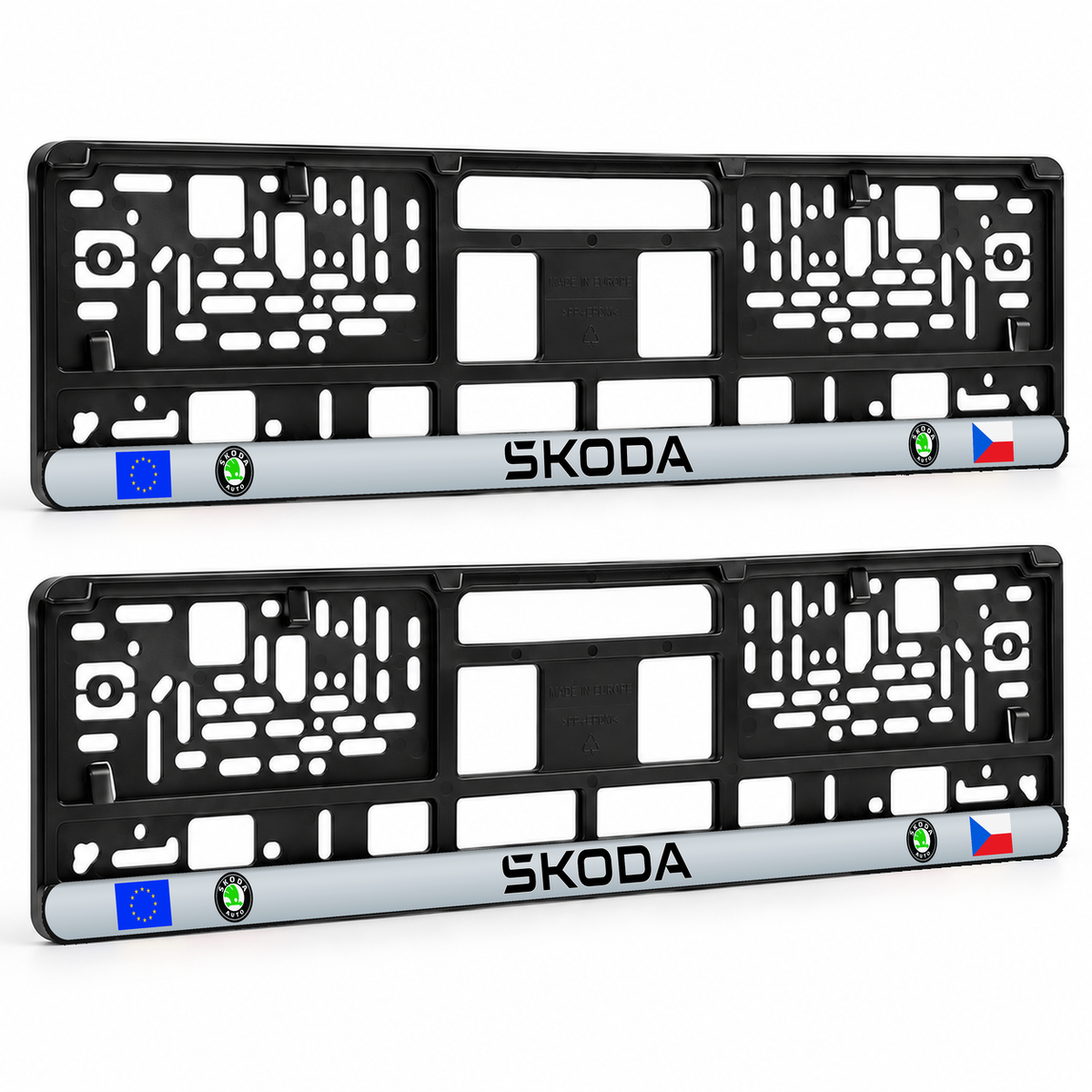 Set 2 bucati, suport numar inmatriculare personalizat Skoda, HLX-3