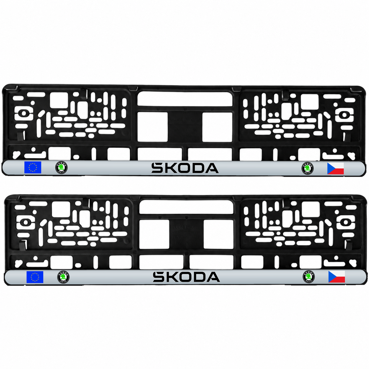 Set 2 bucati, suport numar inmatriculare personalizat Skoda, HLX-3