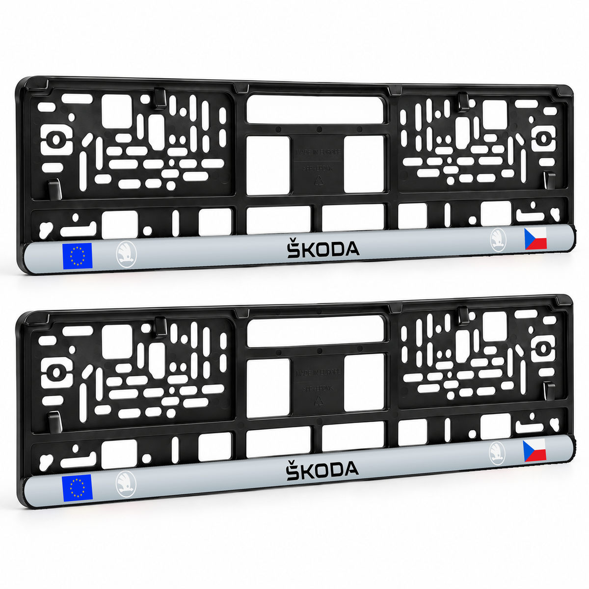 Set 2 bucati, suport numar inmatriculare personalizat Skoda Nou, HLX-3