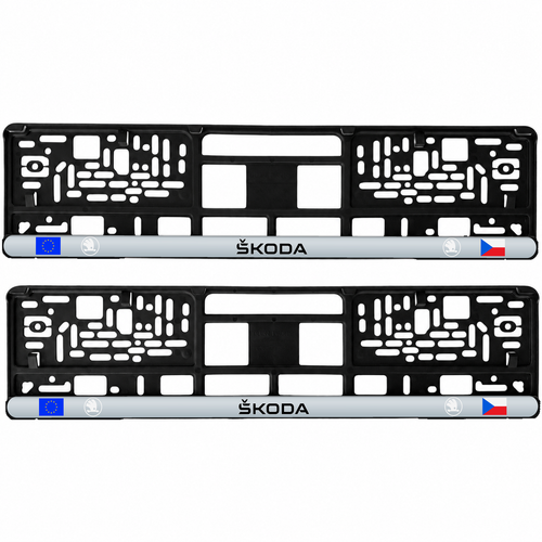Set 2 bucati, suport numar inmatriculare personalizat Skoda Nou, HLX-3