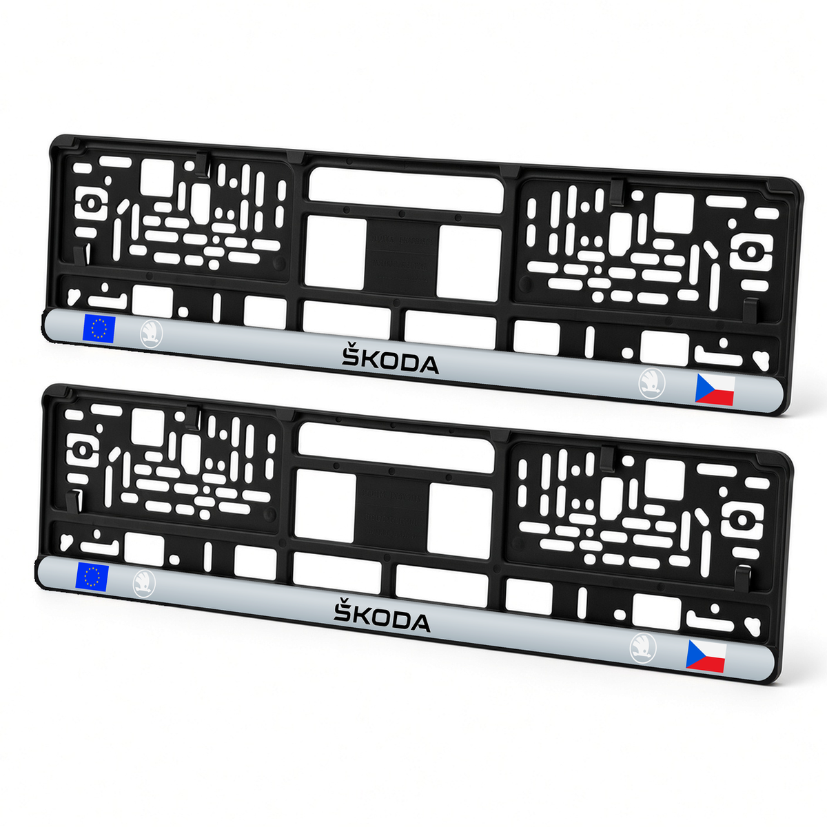 Set 2 bucati, suport numar inmatriculare personalizat Skoda Nou, HLX-3