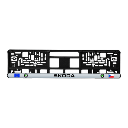 Set 2 bucati, suport numar inmatriculare personalizat Skoda, HLX-3