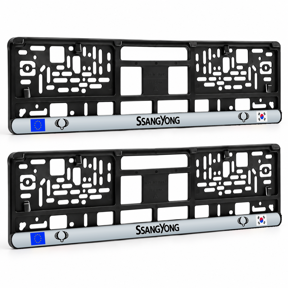 Set 2 bucati, suport numar inmatriculare personalizat SsangYong, HLX-3