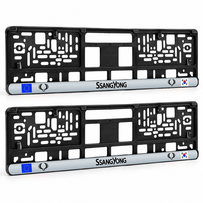 Set 2 bucati, suport numar inmatriculare personalizat SsangYong, HLX-3
