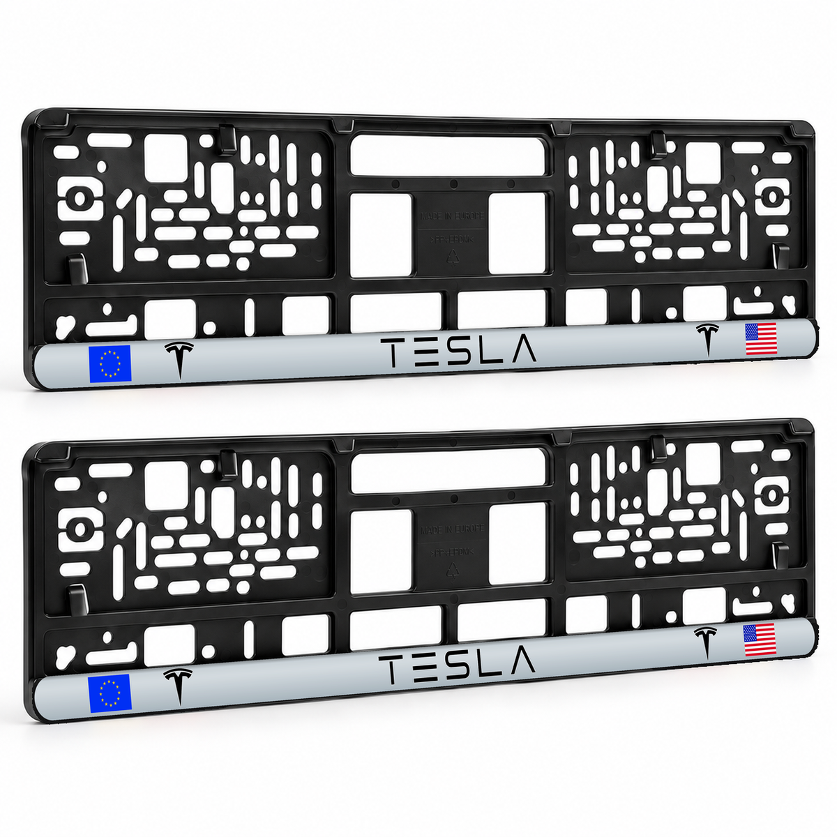 Set 2 bucati, suport numar inmatriculare personalizat Tesla, HLX-3