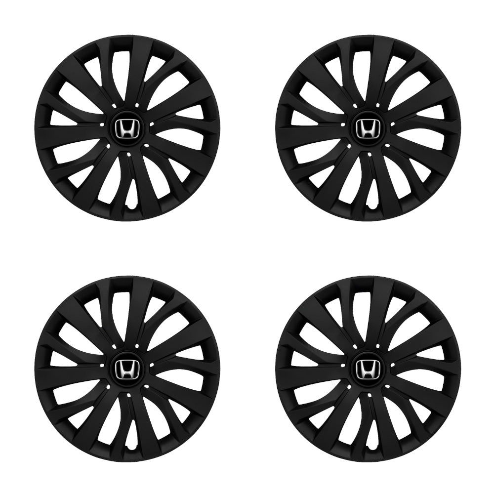 Set 4 capace roti potrivite jantelor de 15 inch compatibile HONDA, Model - 345 Black Edition