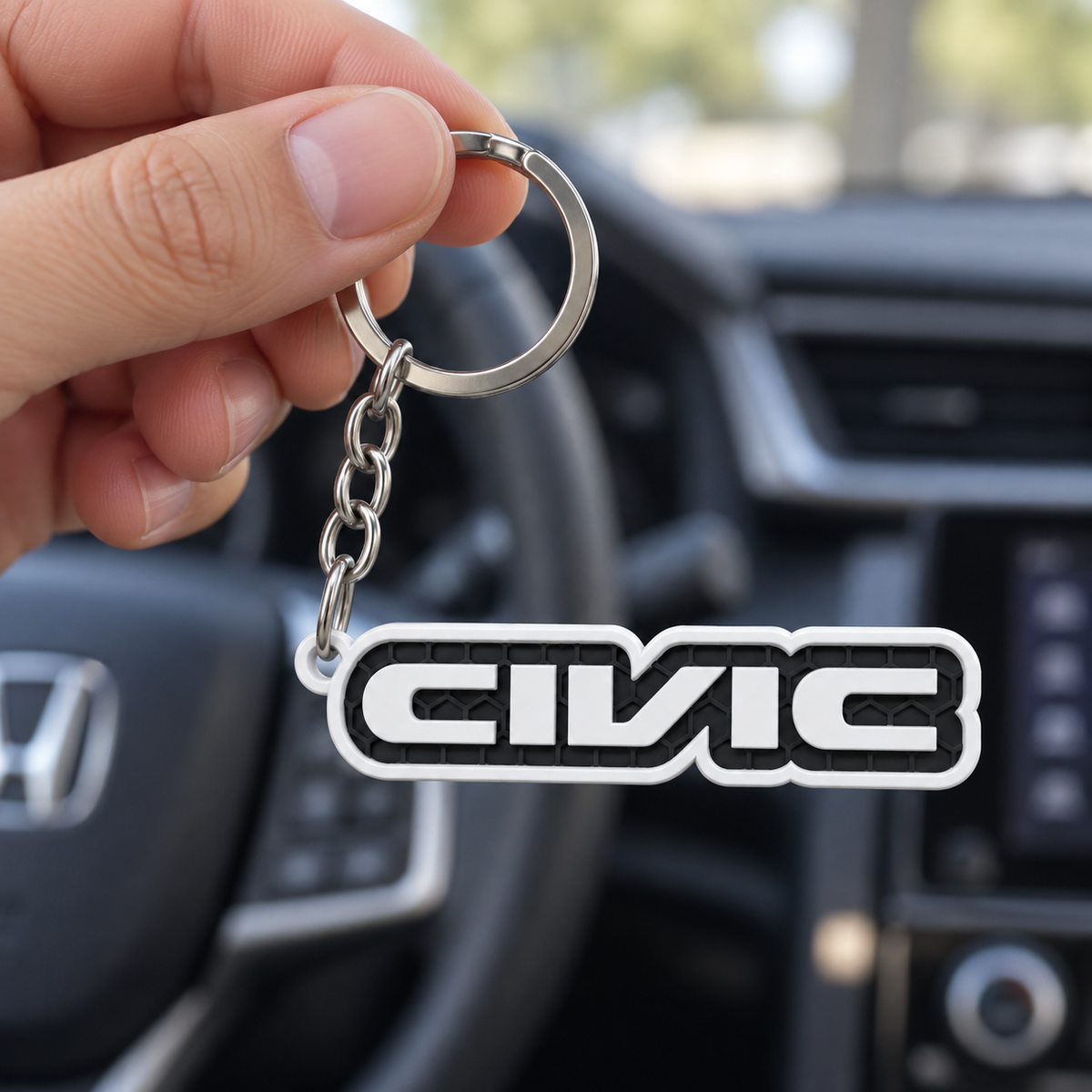 Breloc auto Honda Civic cu lanț și inel
