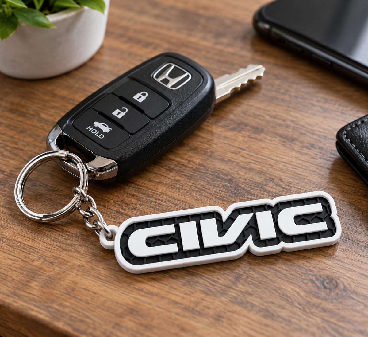 Breloc auto Honda Civic cu lanț și inel