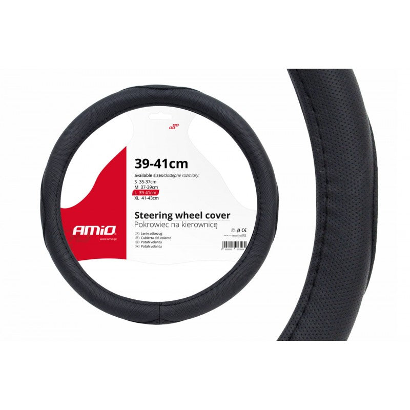 Husă volan, perforatii, L, 39-41 cm, negra