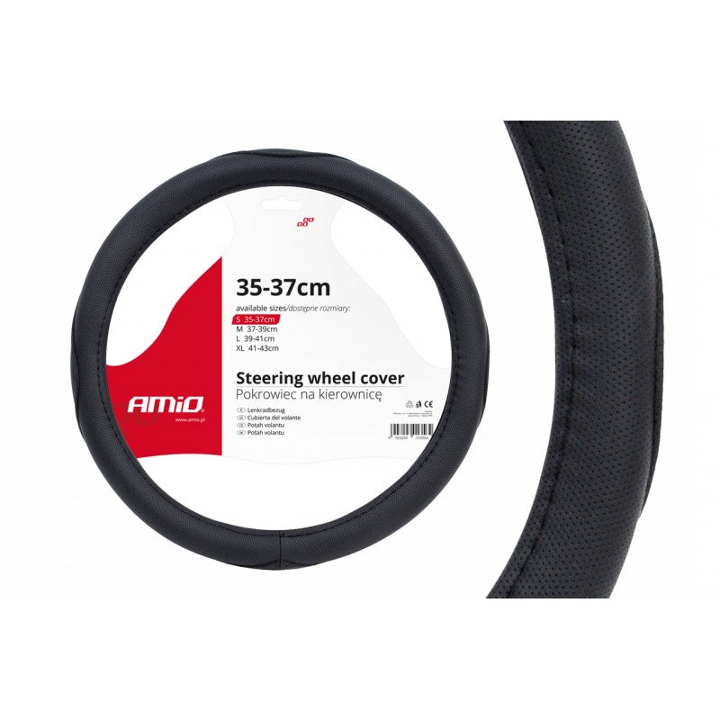 Husă volan, perforatii, S, 35-37 cm, neagra