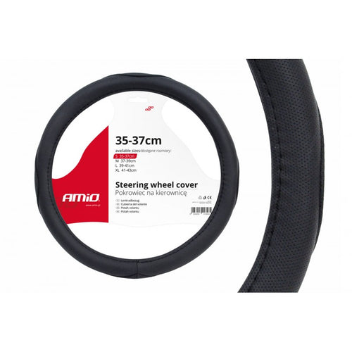 Husă volan, perforatii, S, 35-37 cm, neagra