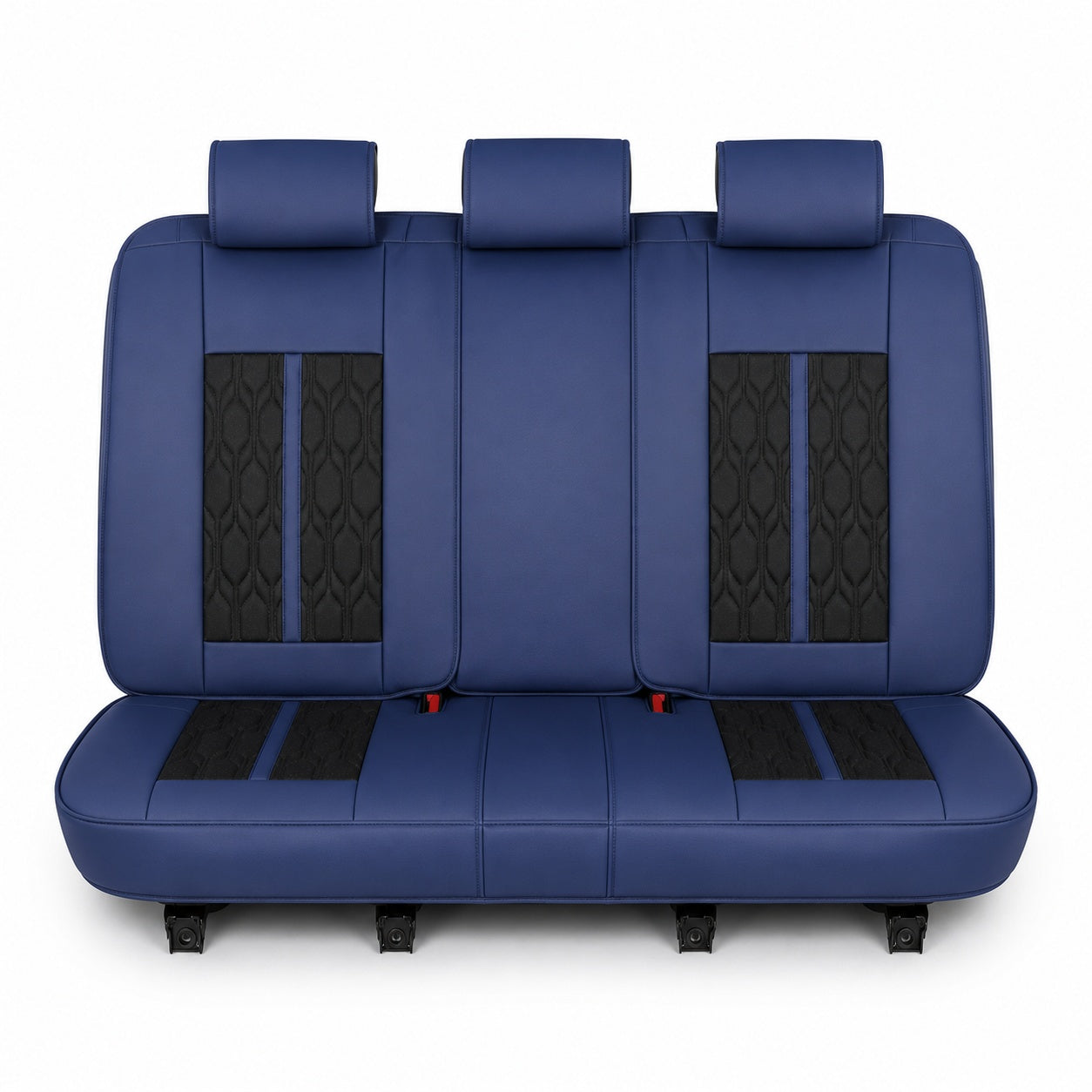 Huse auto premium 5 locuri Carguard Deluxe piele ecologică perforată - albastru inchis - negru