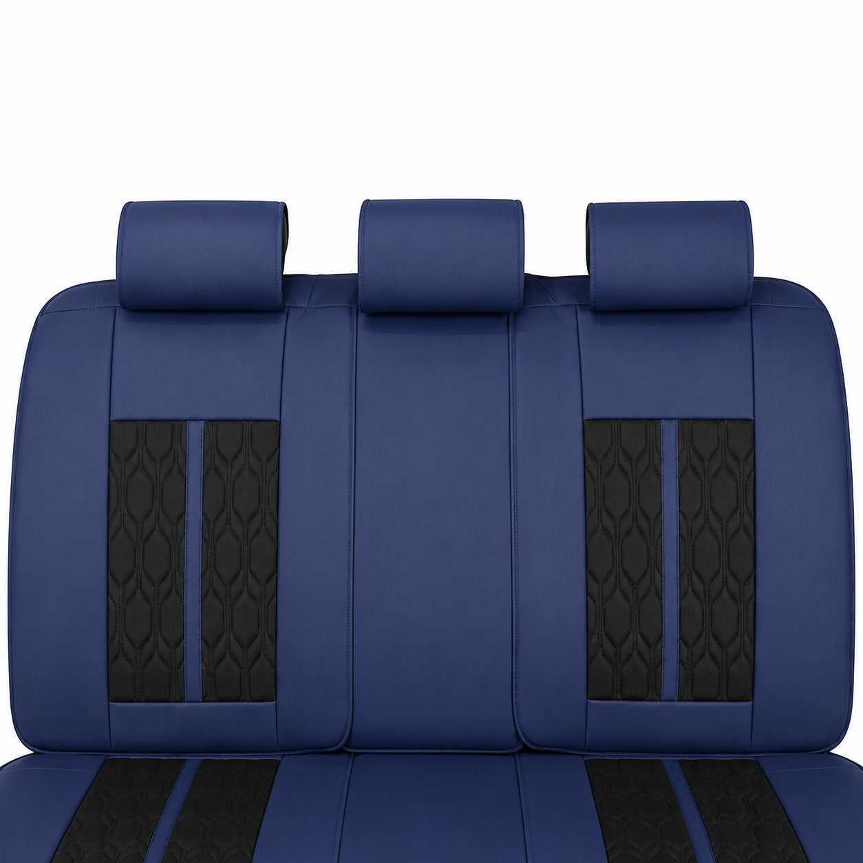 Huse auto premium 5 locuri Carguard Deluxe piele ecologică perforată - albastru inchis - negru