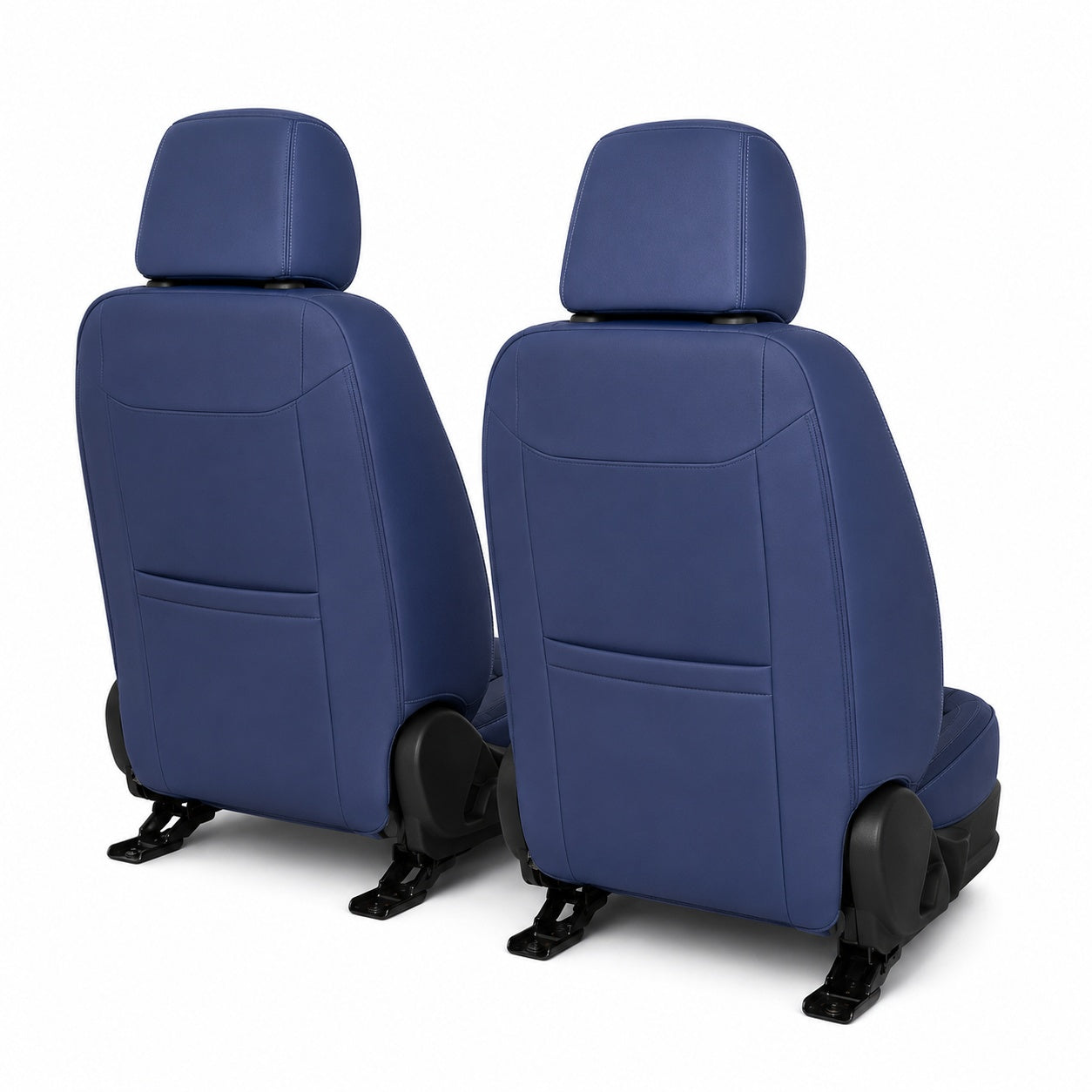 Huse auto premium 5 locuri Carguard Deluxe piele ecologică perforată - albastru inchis - negru