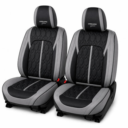 Huse auto premium 5 locuri Carguard Deluxe piele ecologică perforată - gri - negru