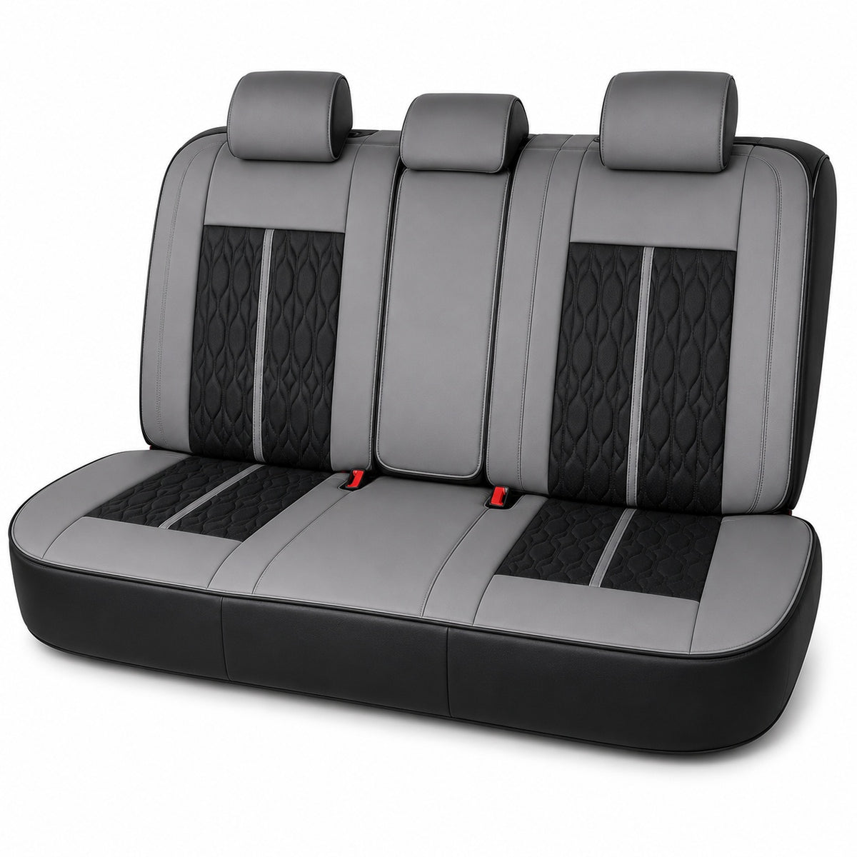 Huse auto premium 5 locuri Carguard Deluxe piele ecologică perforată - gri - negru