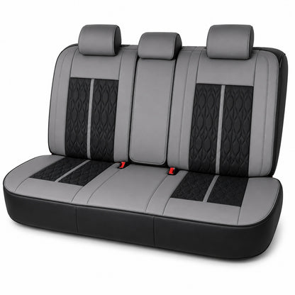 Huse auto premium 5 locuri Carguard Deluxe piele ecologică perforată - gri - negru