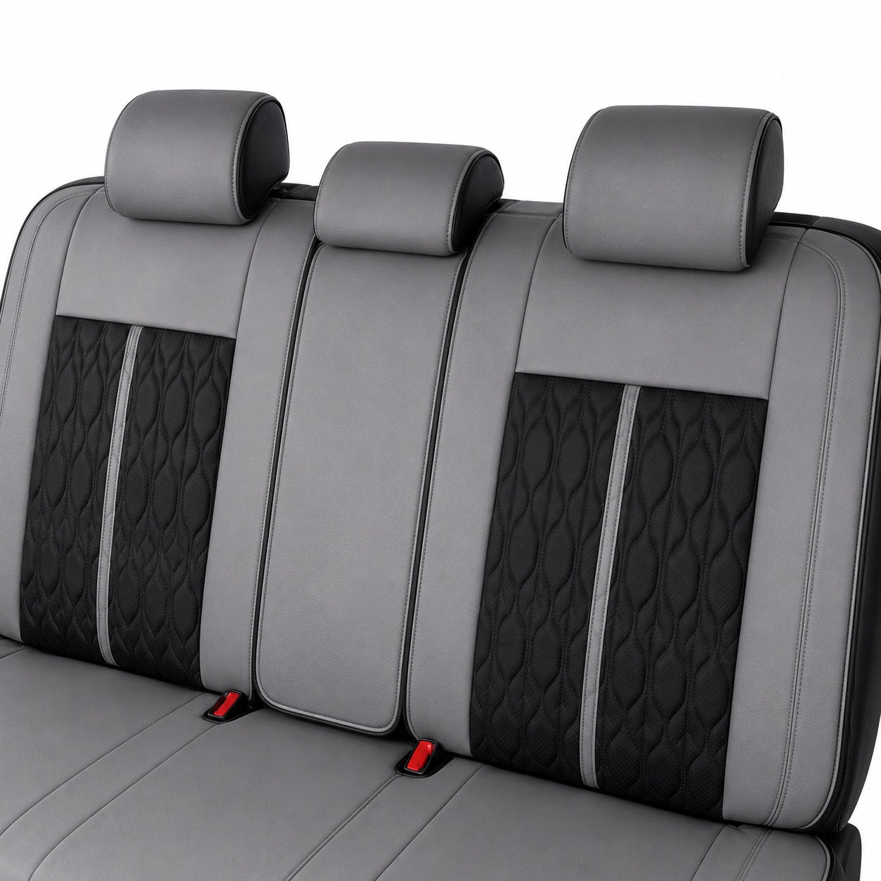 Huse auto premium 5 locuri Carguard Deluxe piele ecologică perforată - gri - negru