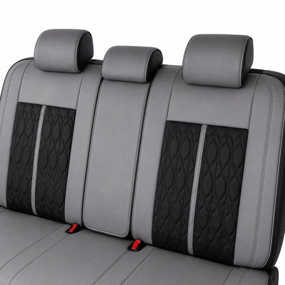 Huse auto premium 5 locuri Carguard Deluxe piele ecologică perforată - gri - negru