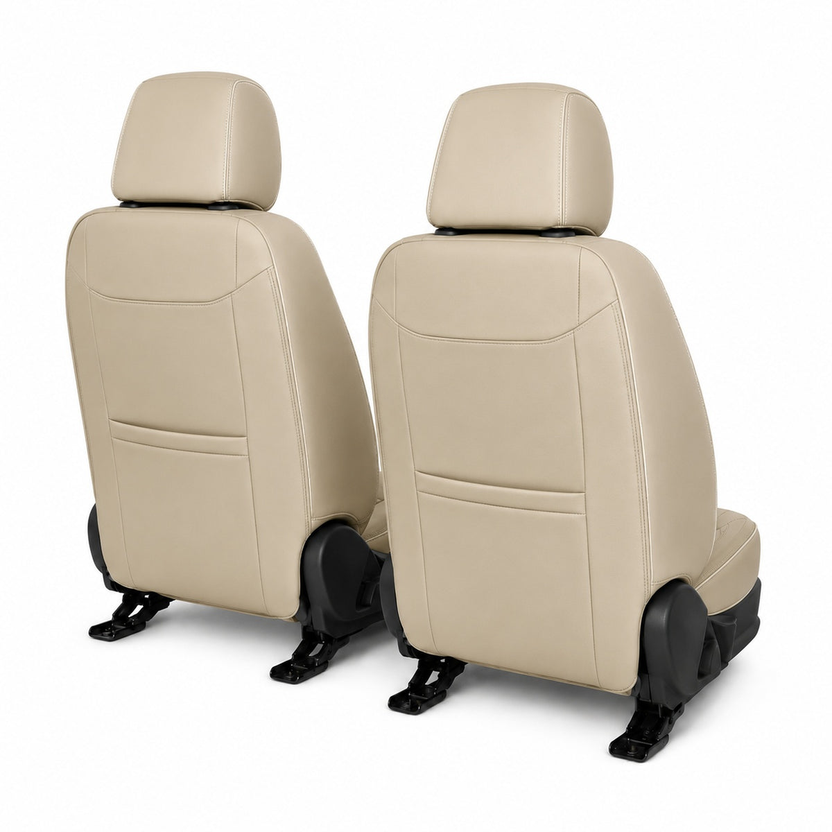 Huse auto premium 5 locuri Carguard Deluxe piele ecologică perforată - maro deschis - crem