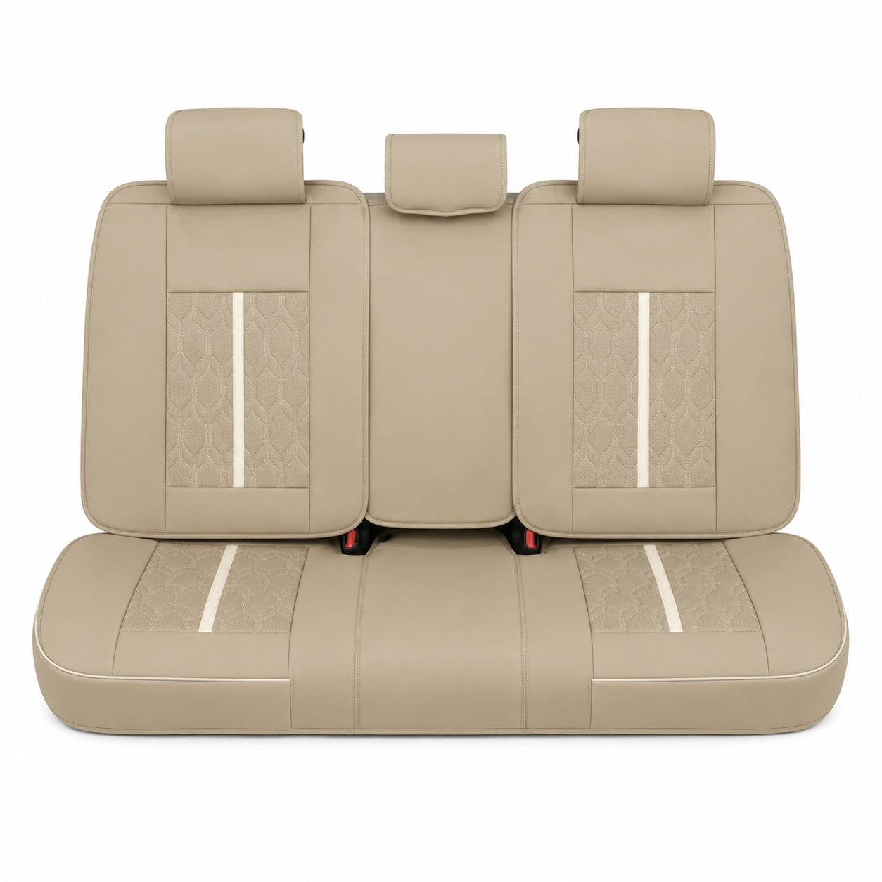 Huse auto premium 5 locuri Carguard Deluxe piele ecologică perforată - maro deschis - crem