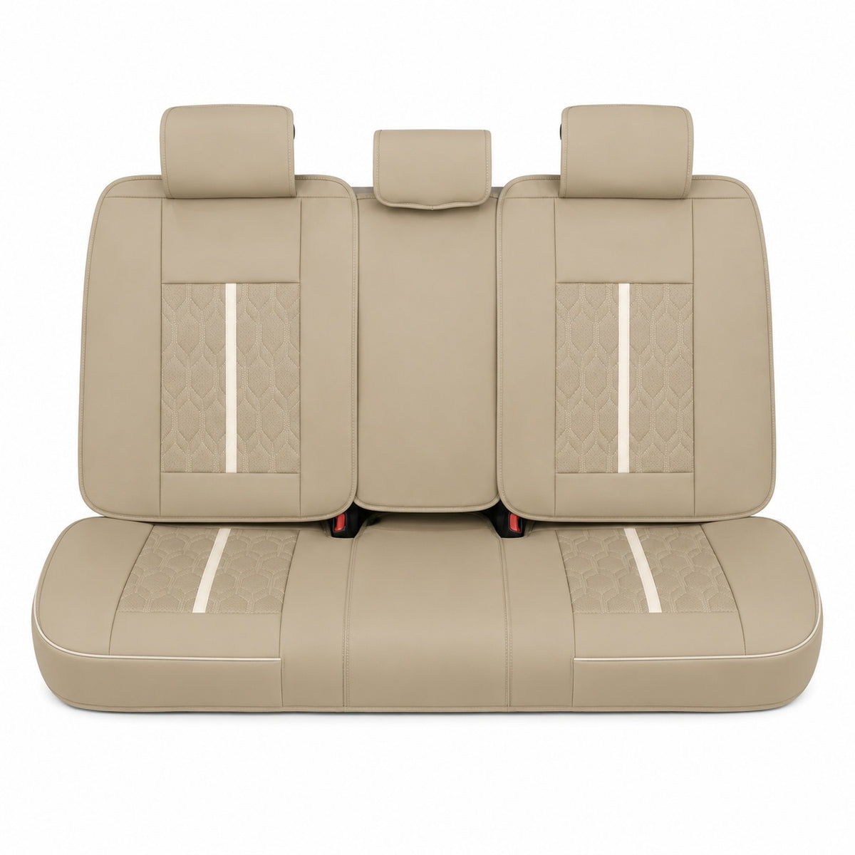 Huse auto premium 5 locuri Carguard Deluxe piele ecologică perforată - maro deschis - crem