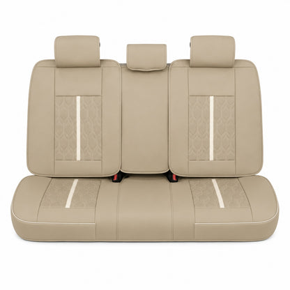 Huse auto premium 5 locuri Carguard Deluxe piele ecologică perforată - maro deschis - crem