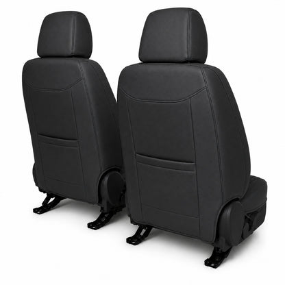 Huse auto premium 5 locuri Carguard Deluxe piele ecologică perforată - negru - alb