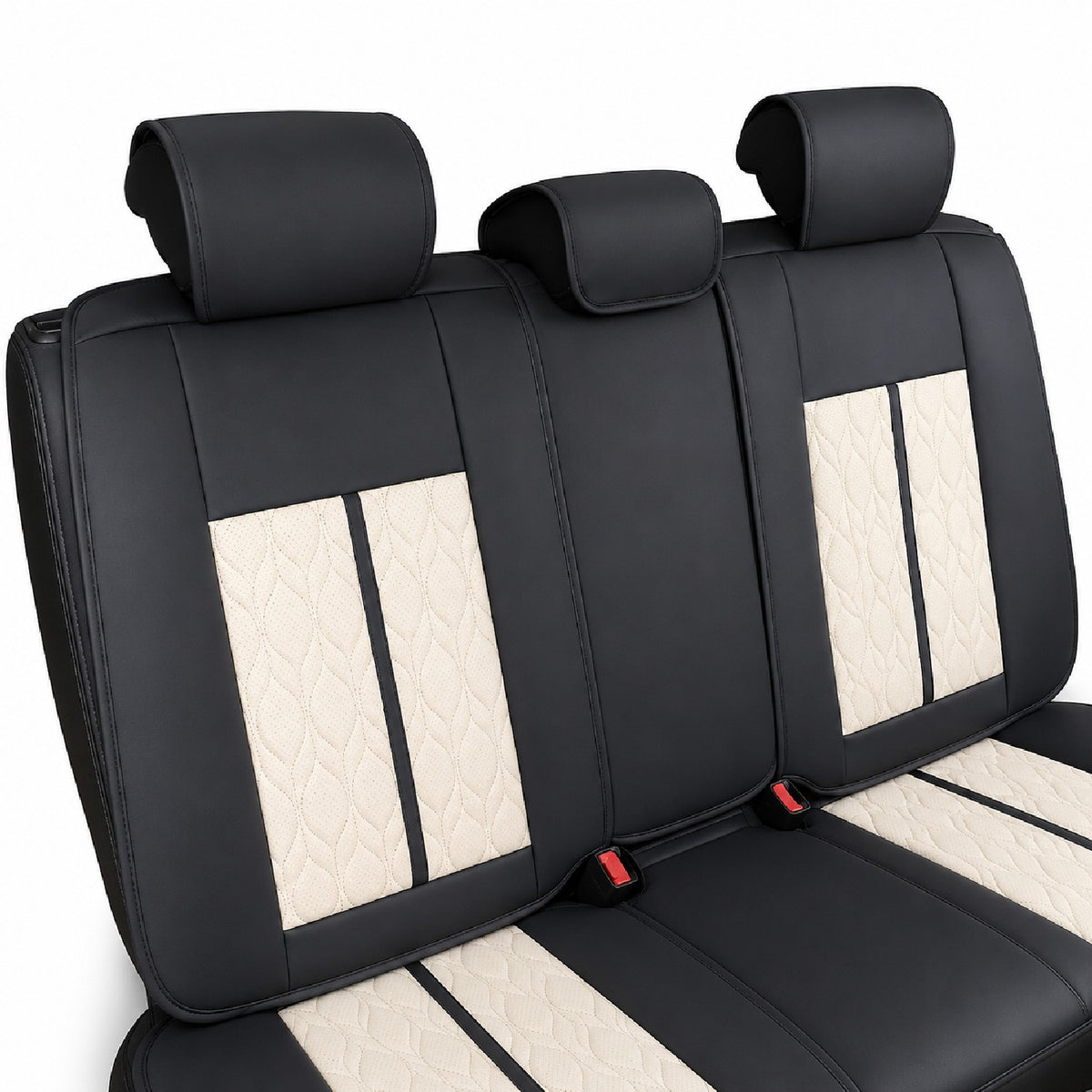 Huse auto premium 5 locuri Carguard Deluxe piele ecologică perforată - negru - crem