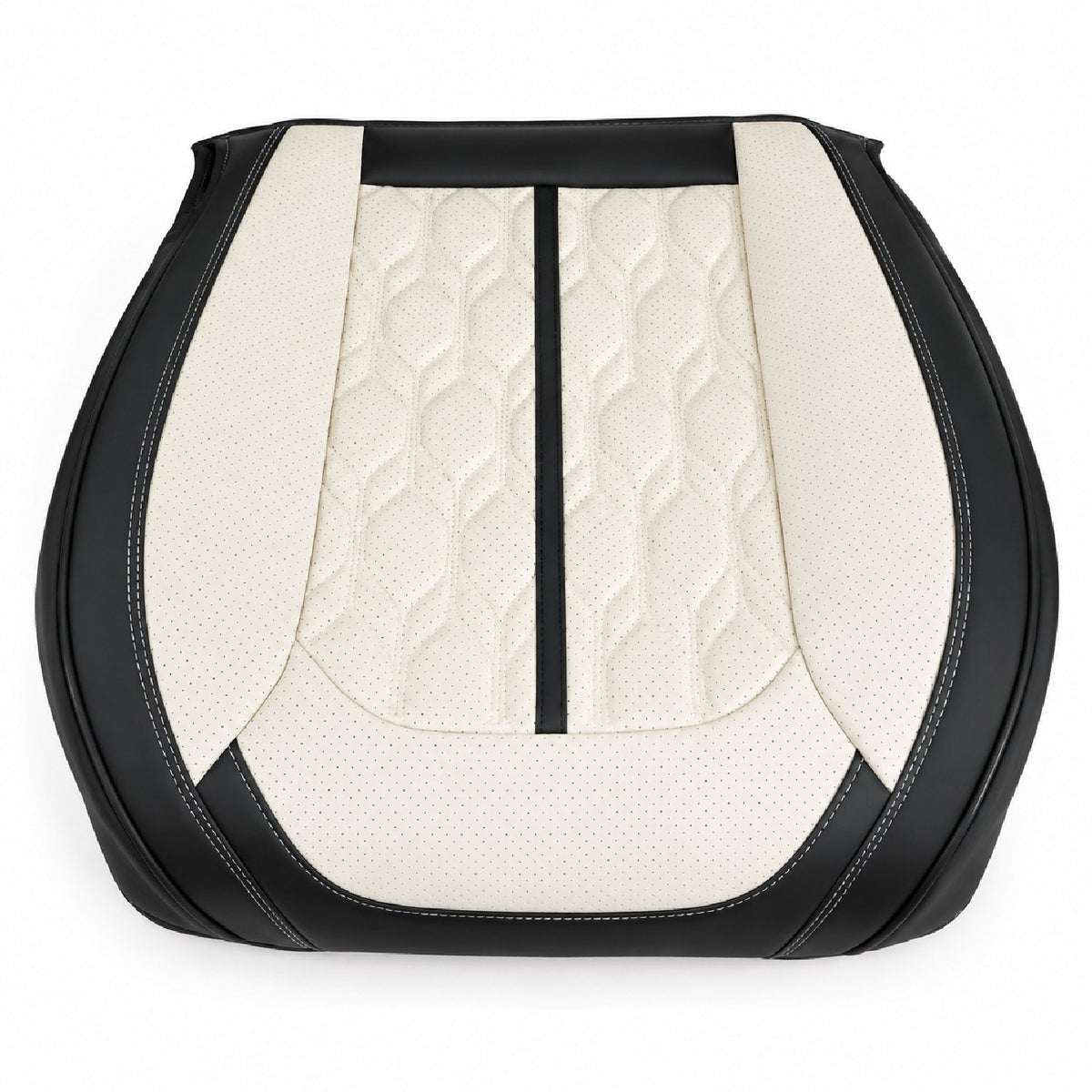 Huse auto premium 5 locuri Carguard Deluxe piele ecologică perforată - negru - crem
