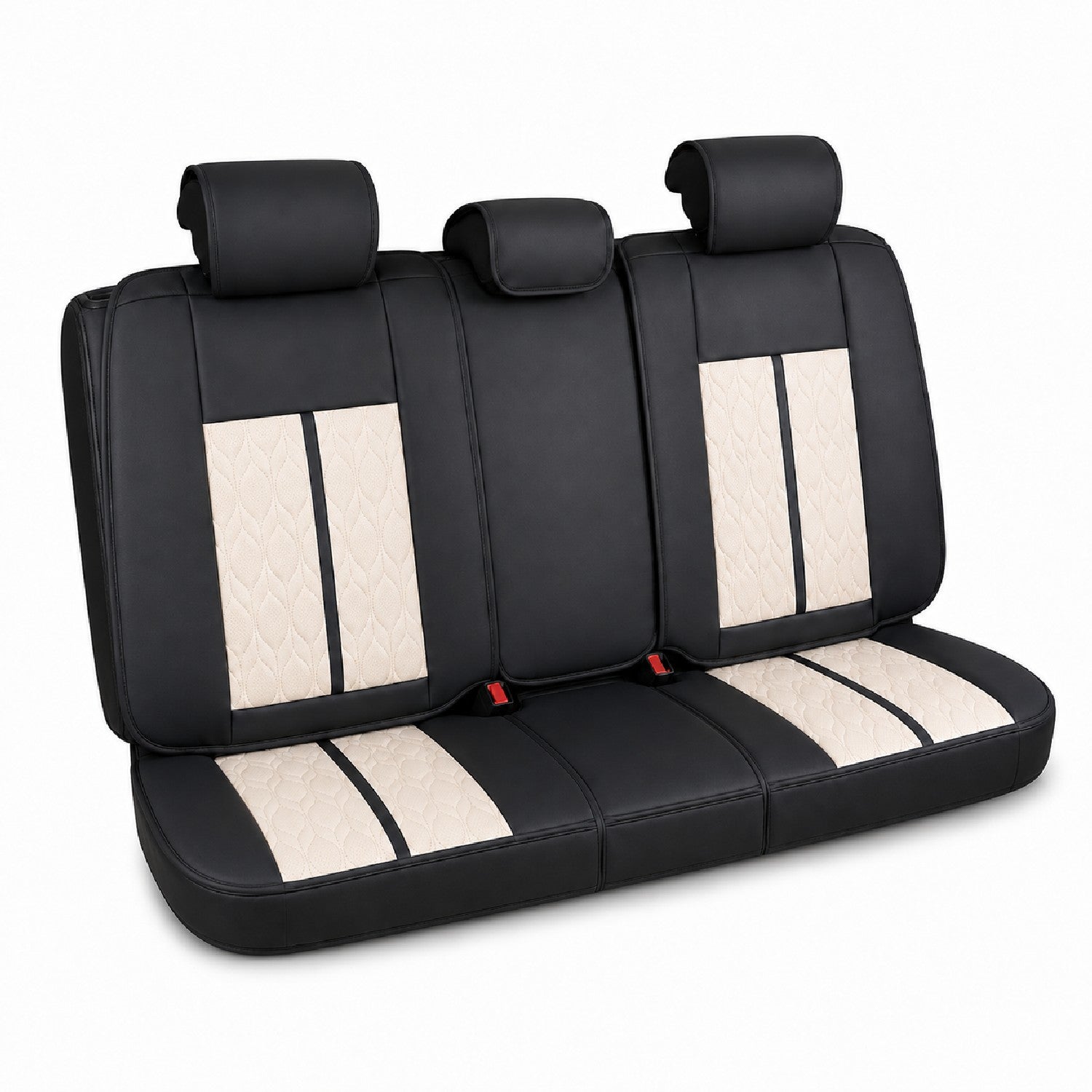 Huse auto premium 5 locuri Carguard Deluxe piele ecologică perforată - negru - crem