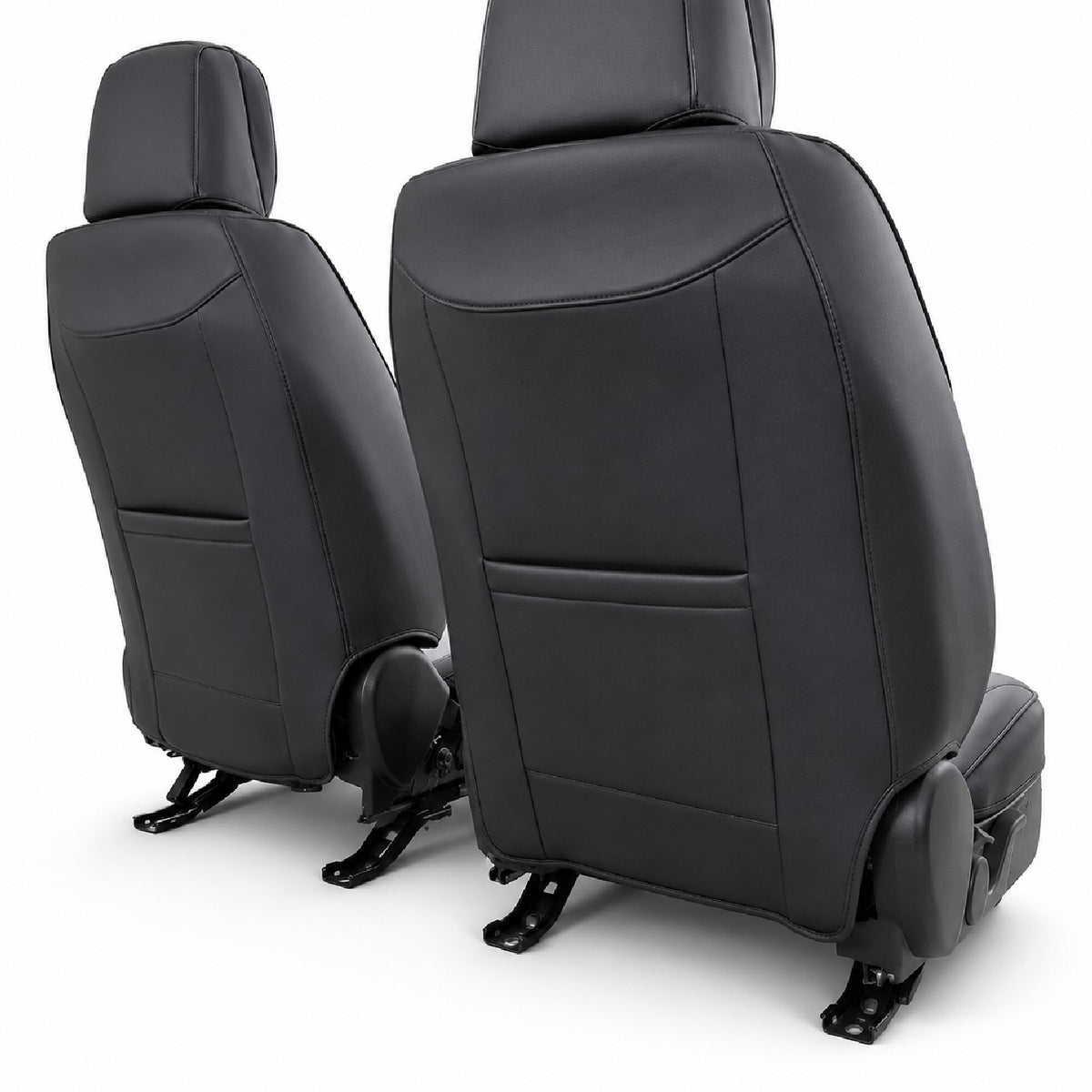 Huse auto premium 5 locuri Carguard Deluxe piele ecologică perforată - negru - rosu