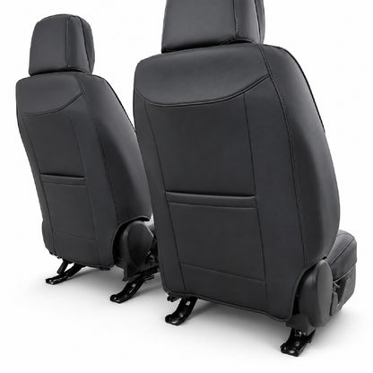 Huse auto premium 5 locuri Carguard Deluxe piele ecologică perforată - negru - rosu
