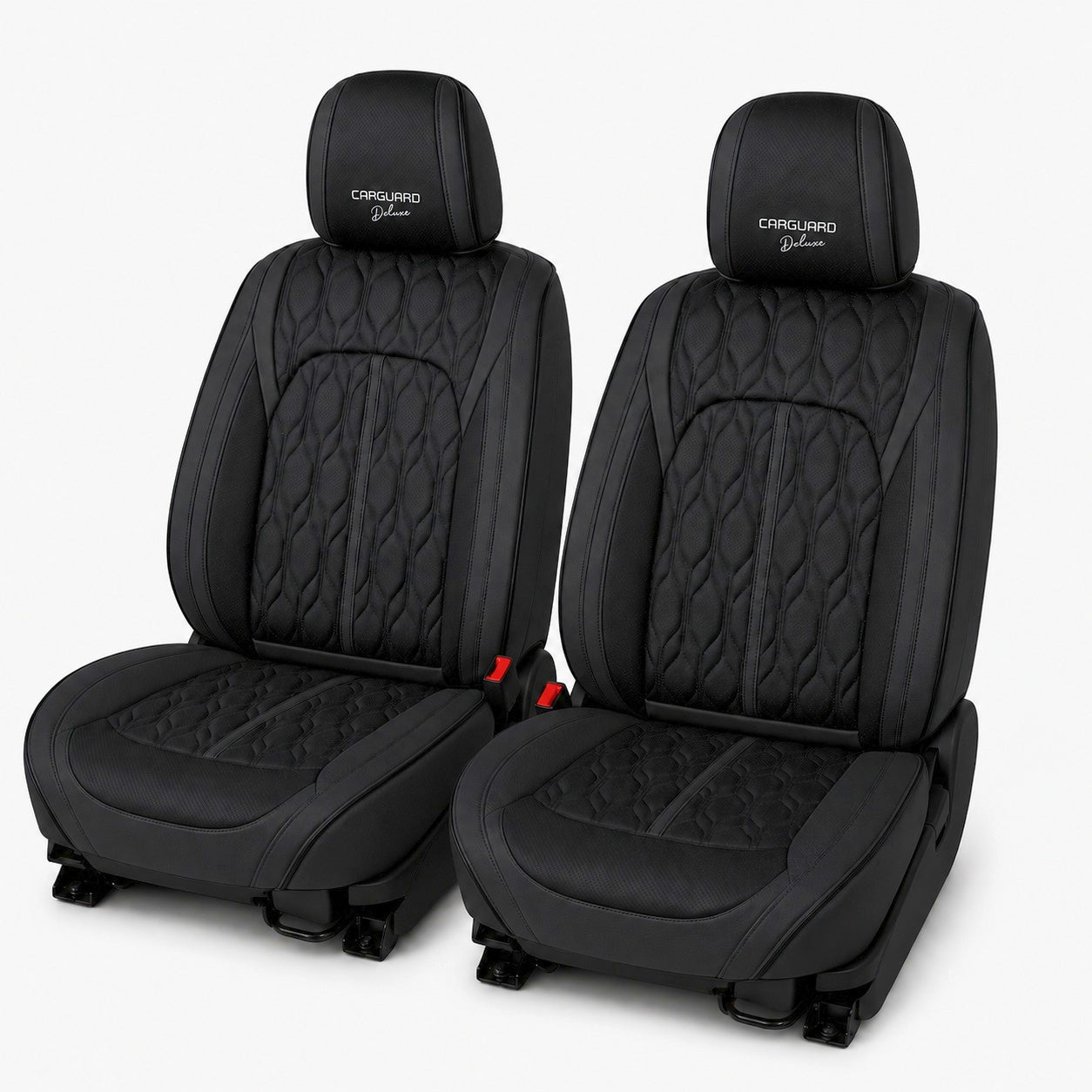 Huse auto premium 5 locuri Carguard Deluxe piele ecologică perforată - negru