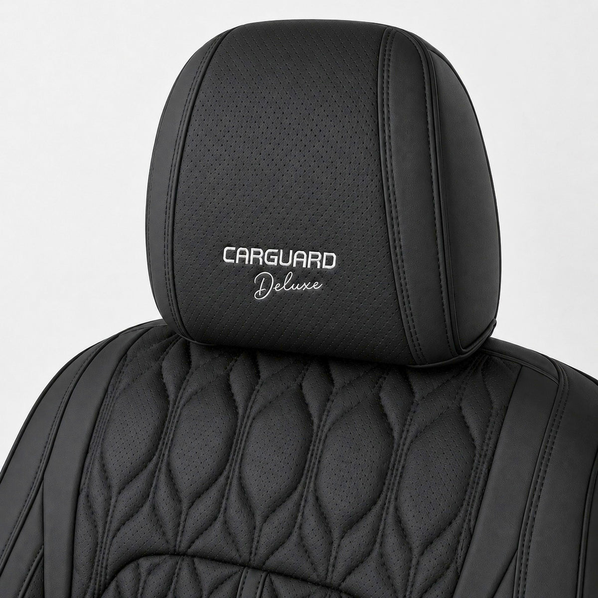Huse auto premium 5 locuri Carguard Deluxe piele ecologică perforată - negru