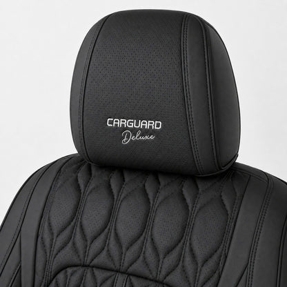 Huse auto premium 5 locuri Carguard Deluxe piele ecologică perforată - negru