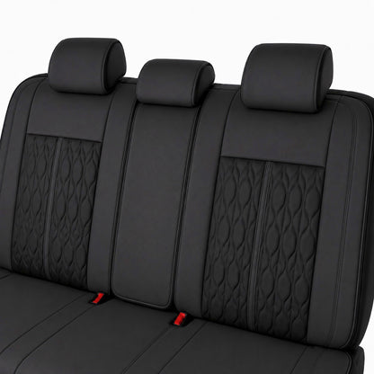 Huse auto premium 5 locuri Carguard Deluxe piele ecologică perforată - negru