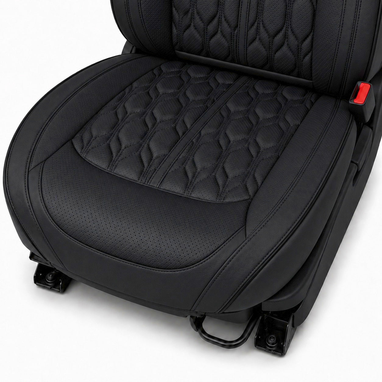 Huse auto premium 5 locuri Carguard Deluxe piele ecologică perforată - negru