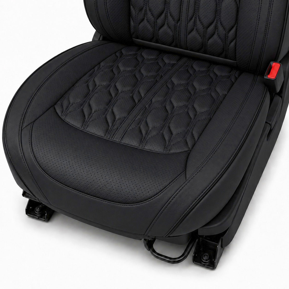 Huse auto premium 5 locuri Carguard Deluxe piele ecologică perforată - negru