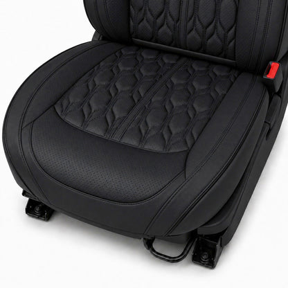 Huse auto premium 5 locuri Carguard Deluxe piele ecologică perforată - negru