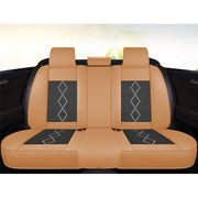 Huse auto premium 5 locuri Carguard Deluxe piele ecologică perforată și textil - maro caramel