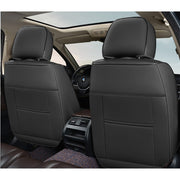 Huse auto premium 5 locuri Carguard Deluxe piele ecologică perforată și textil - negru - rosu închis