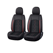 Huse auto premium 5 locuri Carguard Deluxe piele ecologică perforată și textil - negru - rosu închis