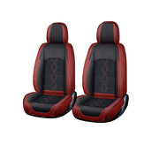 Huse auto premium 5 locuri Carguard Deluxe piele ecologică perforată și textil - roșu închis - negru