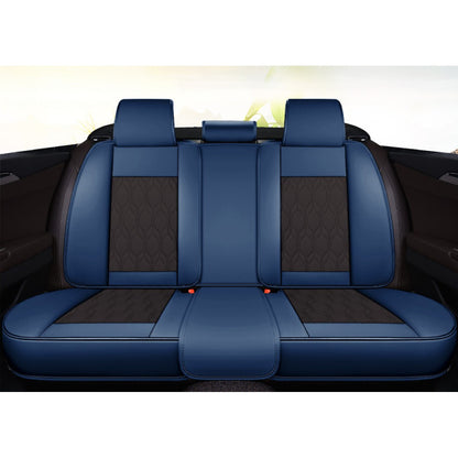 Huse auto premium 5 locuri Carguard Deluxe piele ecologică perforată - albastru închis - negru