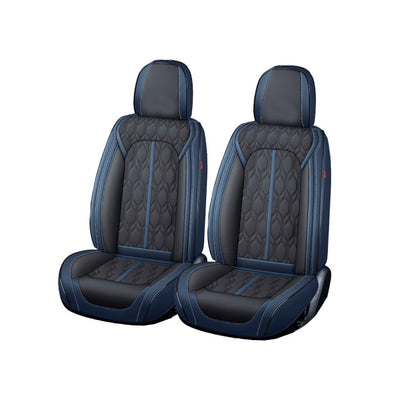 Huse auto premium 5 locuri Carguard Deluxe piele ecologică perforată - albastru închis - negru