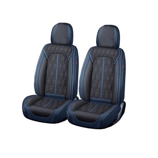 Huse auto premium 5 locuri Carguard Deluxe piele ecologică perforată - albastru închis - negru
