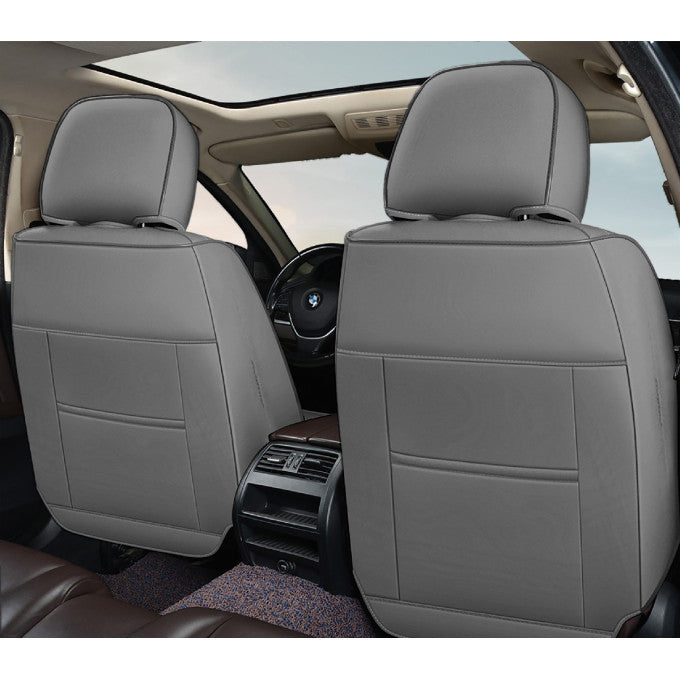 Huse auto premium 5 locuri Carguard Deluxe piele ecologică perforată - gri - negru