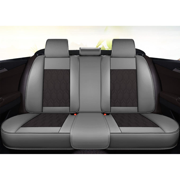 Huse auto premium 5 locuri Carguard Deluxe piele ecologică perforată - gri - negru