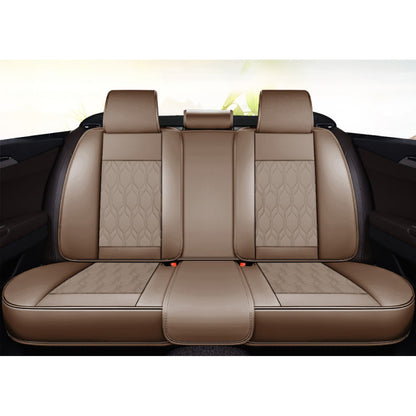 Huse auto premium 5 locuri Carguard Deluxe piele ecologică perforată - maro deschis - crem